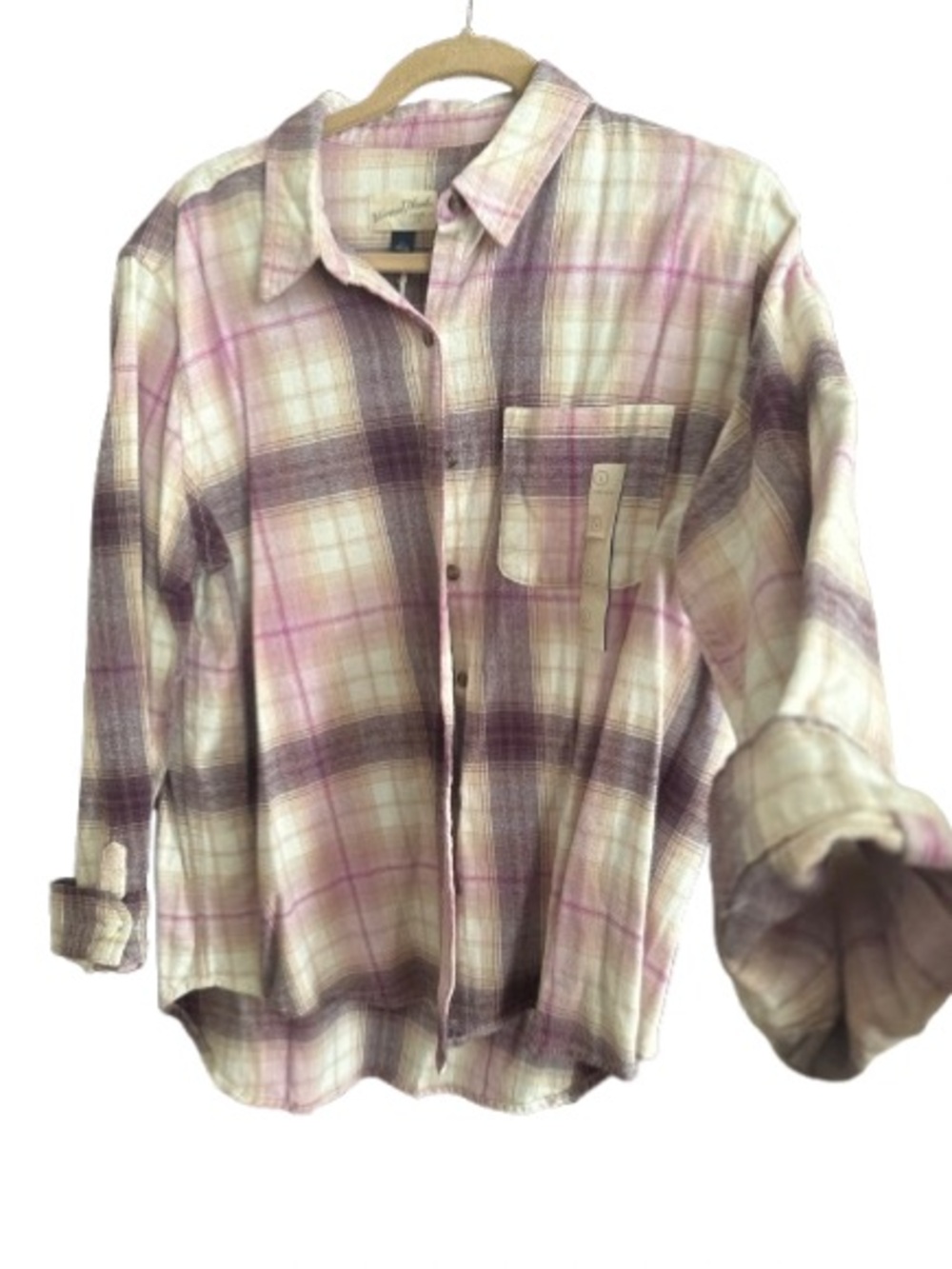 Target Women's Plaid Button-Down Shirt in Cream, Pink & Purple